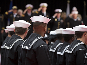 Grou of Navy men standing in straight lines