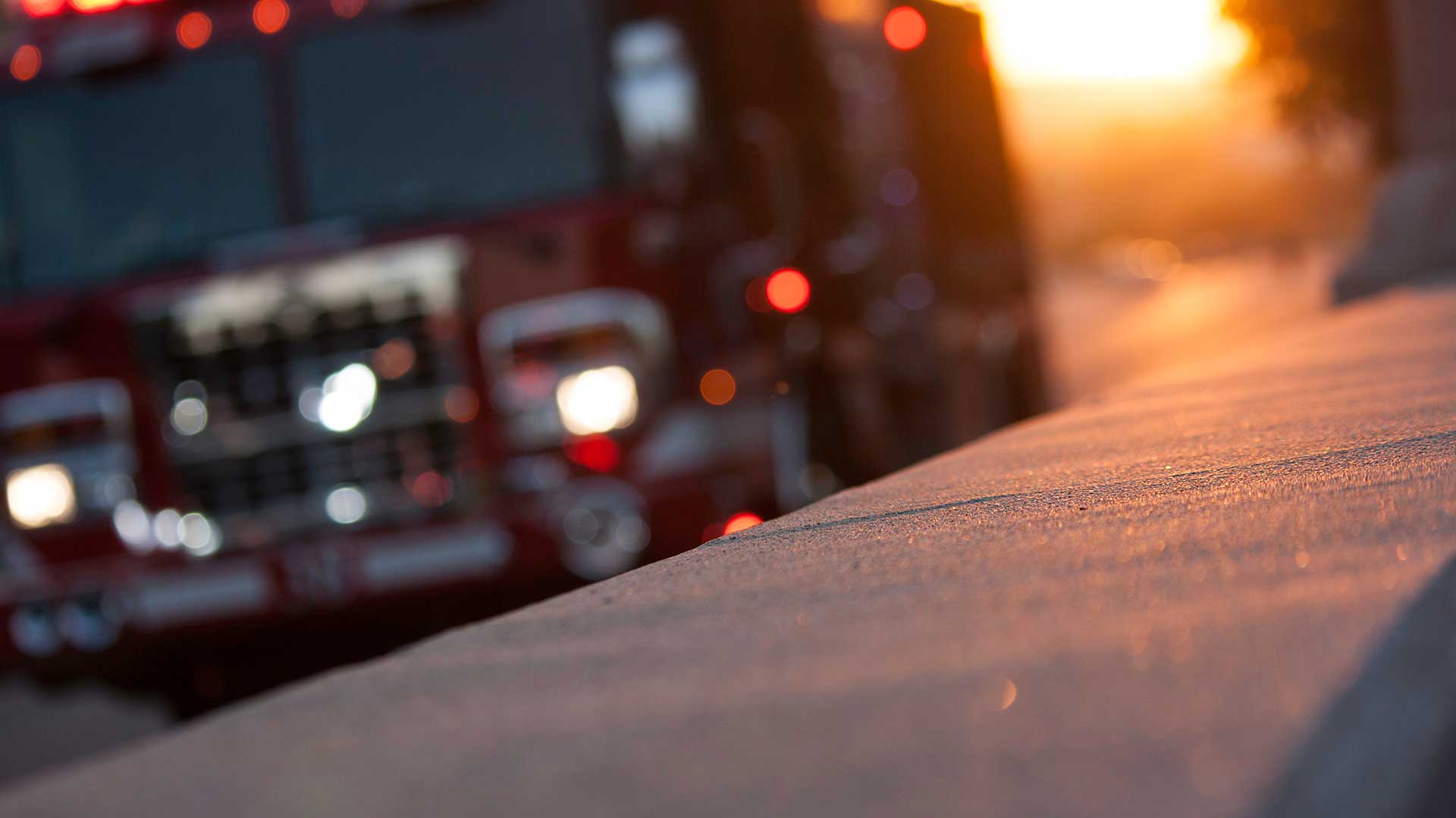 firetruck at sunset