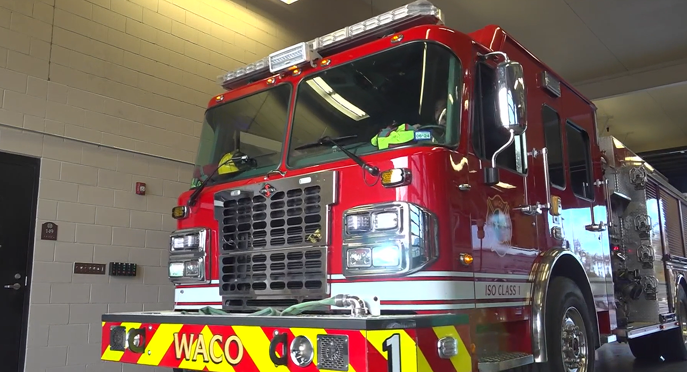 fire truck in the waco fire department garage